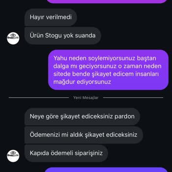 Stokta Olmayan Ürün İçin Sipariş Alındı, Kargoya Verilmedi