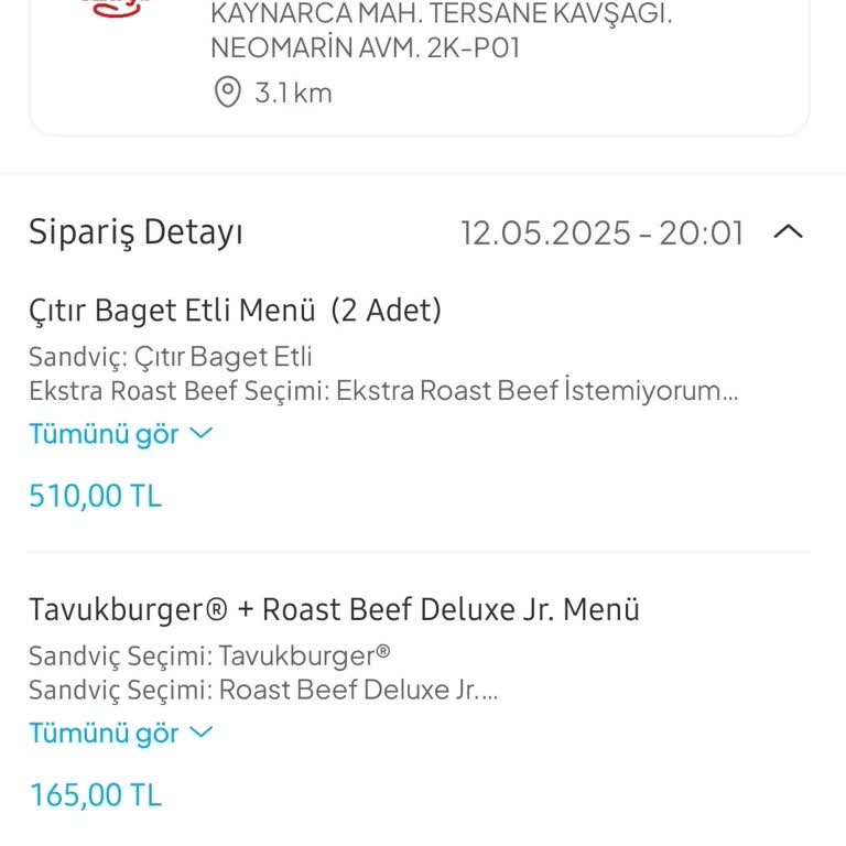 Arby's Siparişimde Lezzetsiz Ürünler Ve Eksik Hizmet Hayal Kırıklığı Yarattı