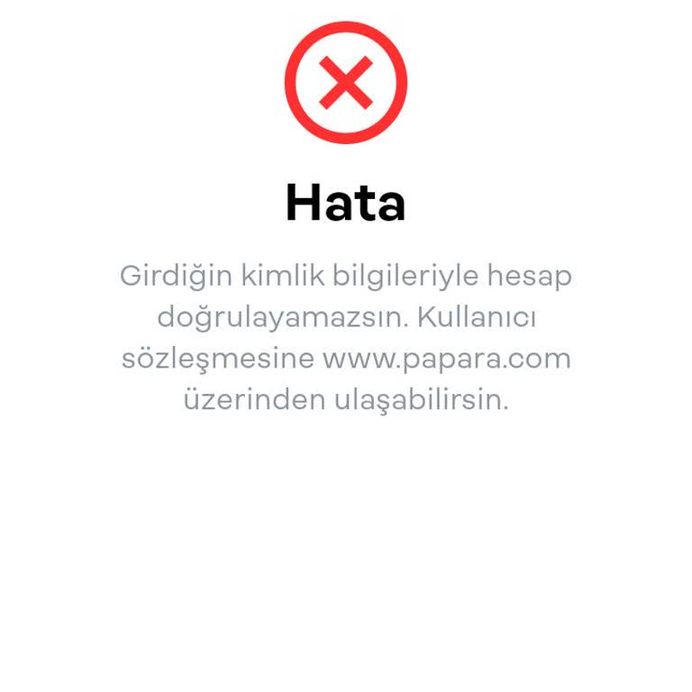 Papara Hesabımı Doğrulayamıyorum