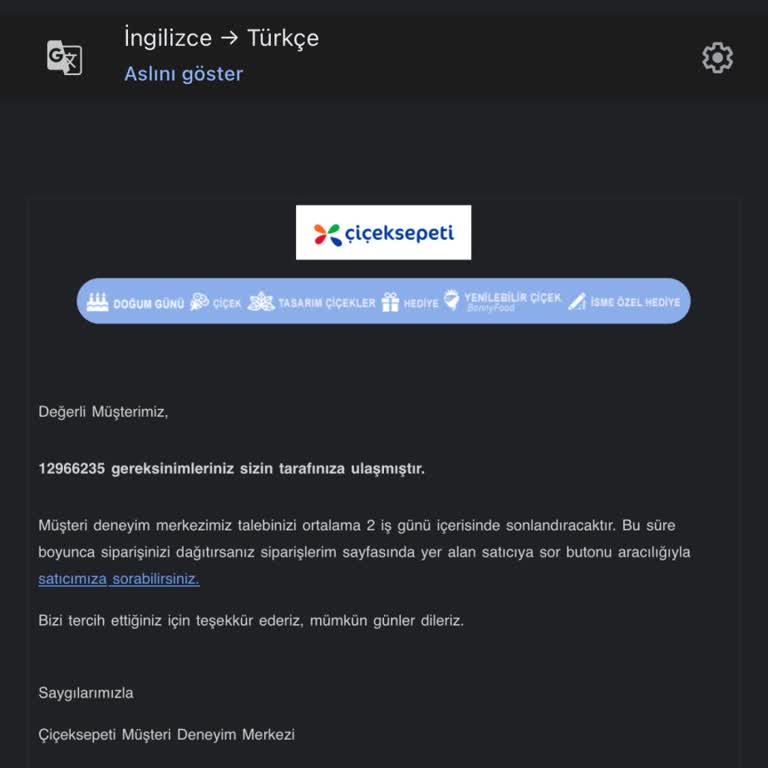 Anneler Günü Siparişimde Teslimat Ve Bilgilendirme Sorunu