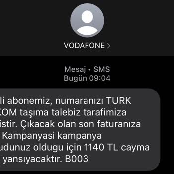 Vodafone Haksız Cayma Bedeli Talebi Mağduriyetimi Artırıyor