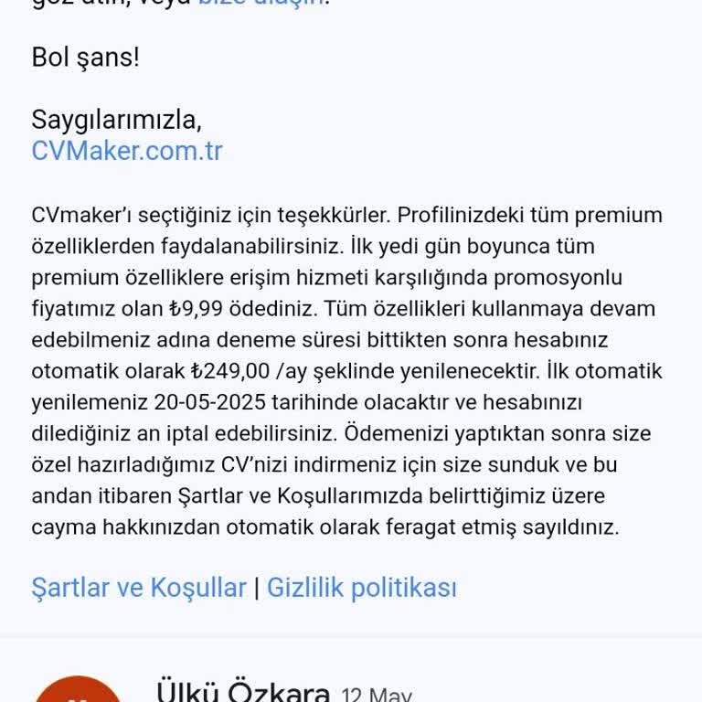 CV Maker Üyelik İptali Ve Yanlış Şifreyle Yanıltma Sorunu