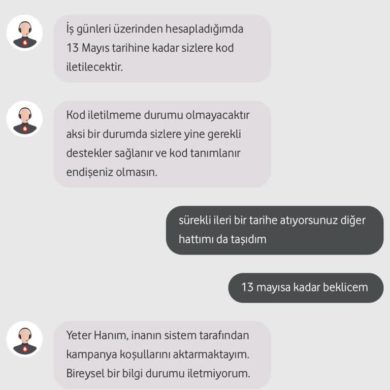 Vodafone Numara Taşıma Sonrası Söz Verilen Kod Gönderilmedi