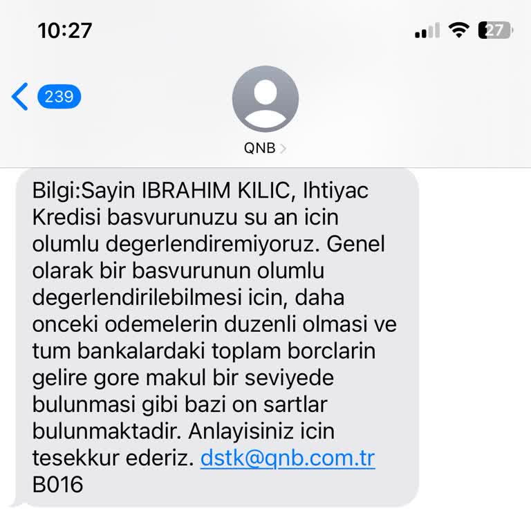 Yüksek Kredi Notuna Rağmen %0 Faizli Kredinin Reddedilmesi