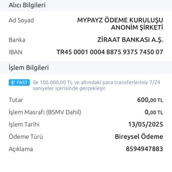 Çiçek Siparişi Sonrası IBAN İle Ödeme Yaptım Param Gitti Dönüş Yapılmadı