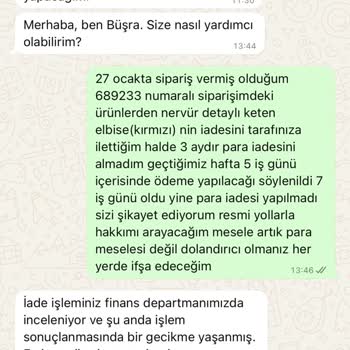 Ürün İadesi Yapılmayan Siparişim İçin 3 Aydır Bekliyorum