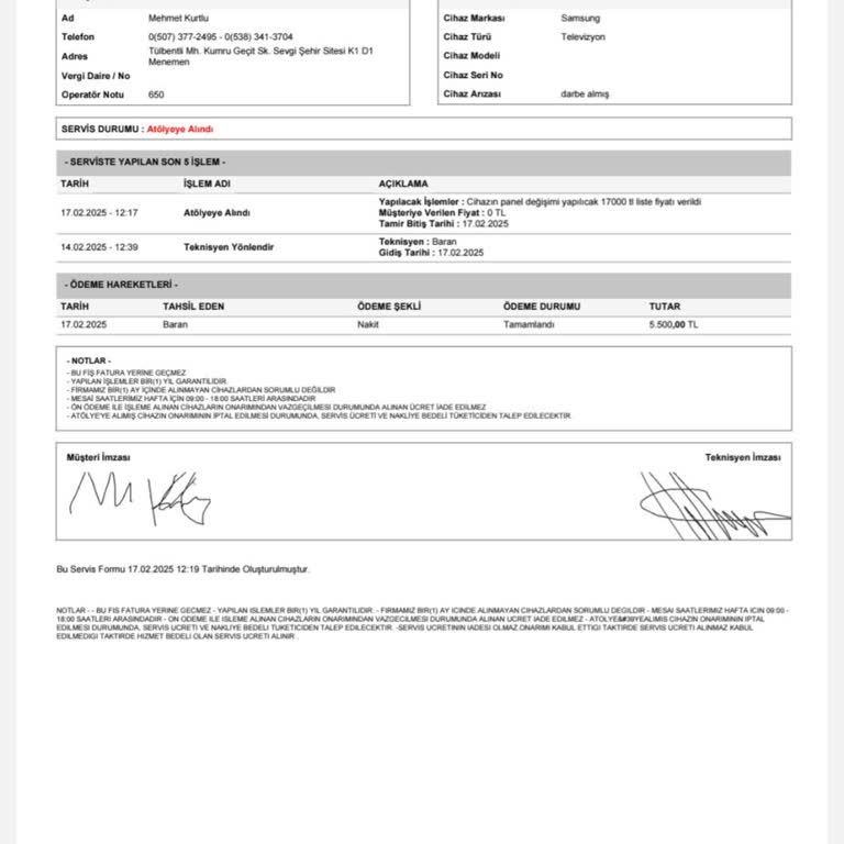 Yetkili Olmayan Servis Tarafından Mağdur Edildim, Televizyonum Tamir Edilmedi