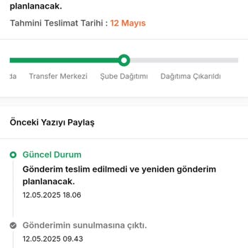 Kargomun Şubeden Dağıtıma Çıkarılmaması Hakkında Talep
