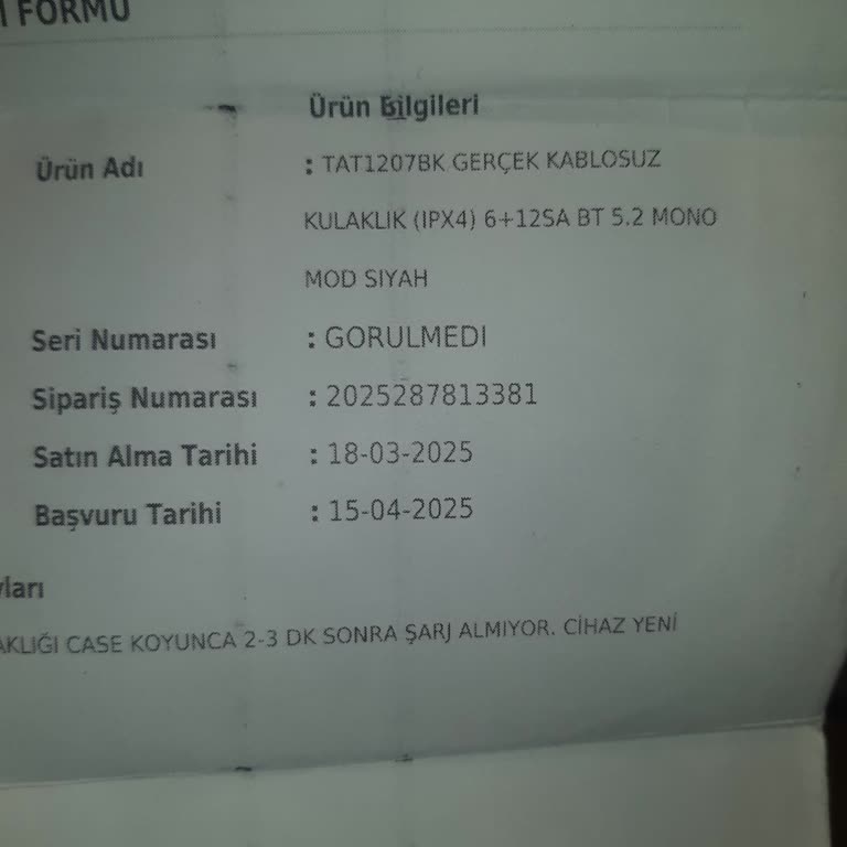 Kulaklık Arızası Sonrası Servis Sürecinde Yaşanan Belirsizlik