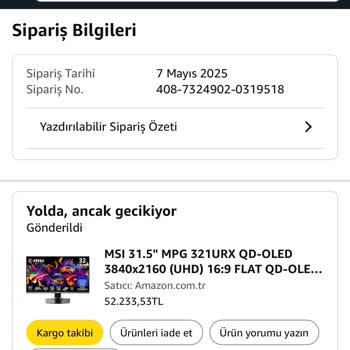 Acil İhtiyacım Olan Monitör Günlerdir Teslim Edilmiyor
