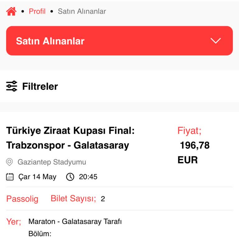 Satın Alınan Maç Biletlerinin Passolig Hesabıma Transferi Yapılmadı, Mağduriyet Yaşıyorum