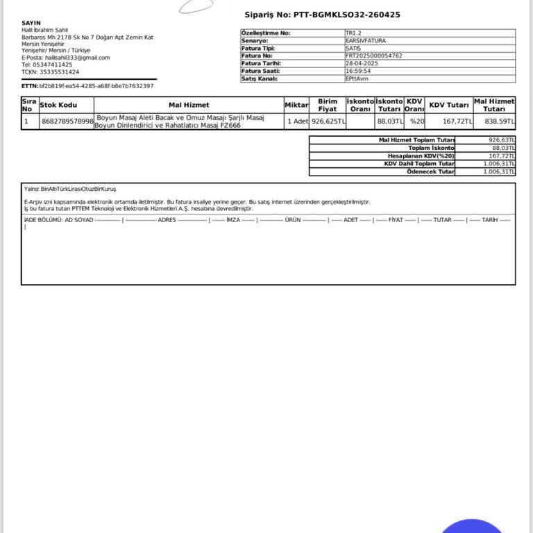 Kullanılmış Masaj Aleti Gönderildi Paramı Geri Alamadım