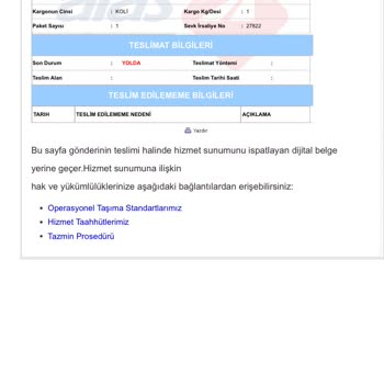 Siparişim Kargoya Teslim Edildi, Ancak Teslimat Sürecinde Belirsizlik Ve Güvensizlik Yaşıyorum