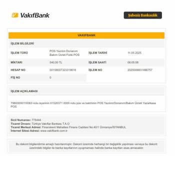 Yazarkasa Pos Cihazımdan Haksız Aylık Ücret Kesintisi