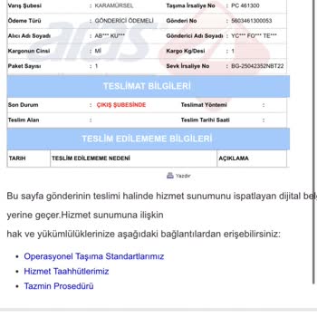 Bir Aydır Teslim Edilmeyen Kargo Ve Müşteri Hizmetleri Sorunları