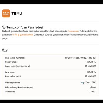 Temu'da Para İadesi Sorunu Ve Yetersiz Canlı Destek