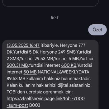 Vodafone Kullanım Hakkım Bitmeden Aşım Paketi Tanımlandı