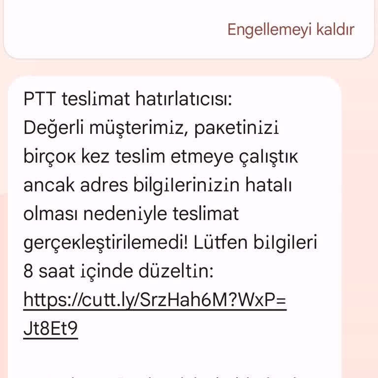 PTT Adıyla Gelen Sahte Mesajda Kişisel Bilgilerimin İzinsiz Kullanılması Endişesi