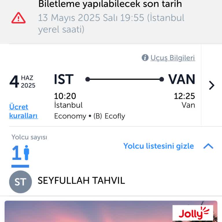 Rezervasyon Süresi Dolmadan Biletim Başkasına Devredildi
