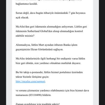 McAfee Ürün İadesinde Yaşanan Süreç Sorunları Ve Yanıltıcı Bilgilendirme