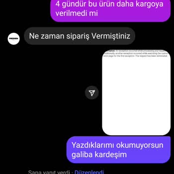Sipariş Gönderilmedi, Müşteri Hizmetleri Yanıt Vermiyor