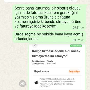 İptal Edilen Siparişin Para İadesi 8 Gündür Yapılmadı, Fatura Sorunu Yaşıyorum