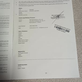 Onvo Scooter RX-5'te Güvenlik Sorunları Ve Yetersiz Servis Deneyimi