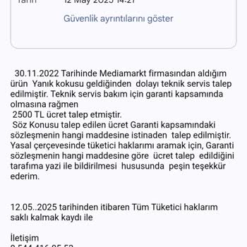 Garanti Kapsamında Olması Gereken Bakım İçin Ek Ücret Talebi Ve Bilgilendirme Eksikliği