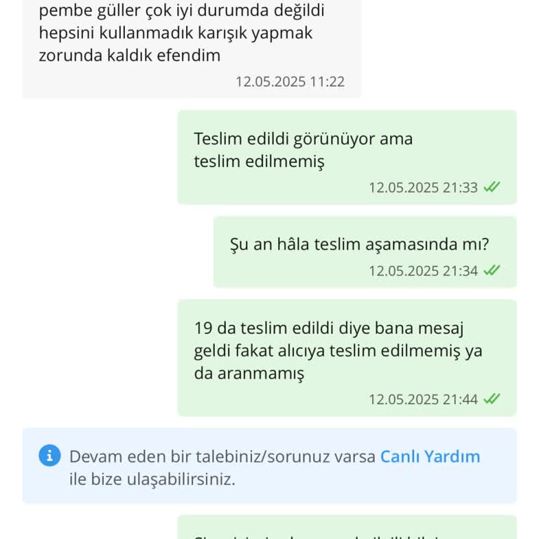 Teslim Edilmeyen Siparişe Ulaşılamayan Destek Mağduriyeti