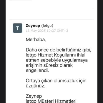 Letgo Çakmak İlanı Nedeniyle Haksız Hesap Kapatma