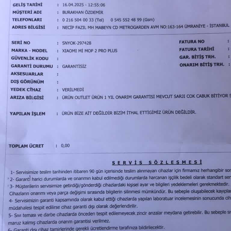 Garanti Dışı Olduğu İddia Edilen Ürünüm İçin Değişim Talebime Yanıt Alamıyorum