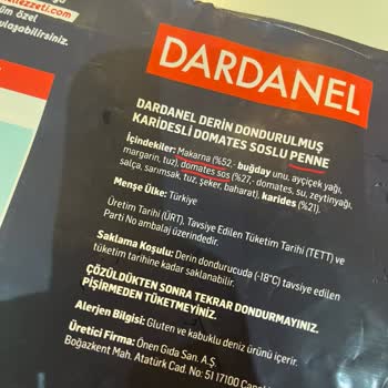 Dardanel Karidesli Domates Soslu Penne Ürününden Makarna Ve Sos Çıkmadı