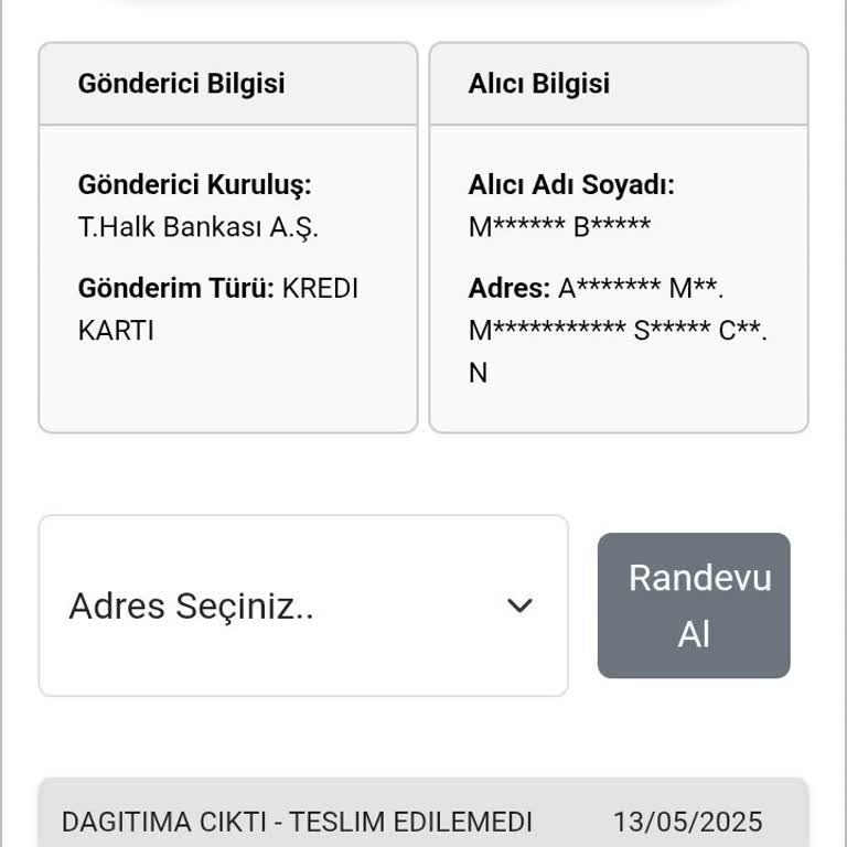 Adres Yetersizliği Nedeniyle Kartım Teslim Edilmedi, Mağdurum!