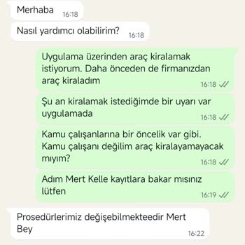 Kamu Çalışanı Olmadığım İçin Araç Kiralayamadım, Müşteri Memnuniyeti Sıfır