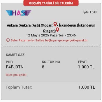 Obilet Bilet İptalinde Kesintiyle Ücret İadesi Mağduriyeti