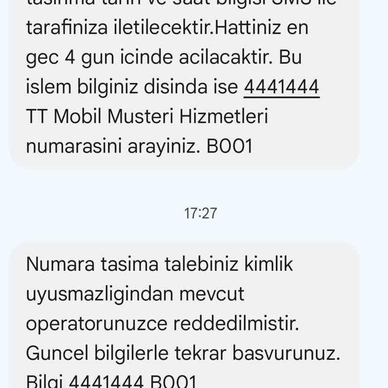 Vodafone Kimlik Uyuşmazlığı Nedeniyle Numara Taşınamıyor