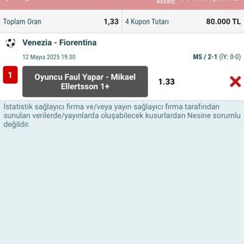 İstatistik Hatası Nedeniyle Kuponum Yattı Düzeltme Bekliyorum