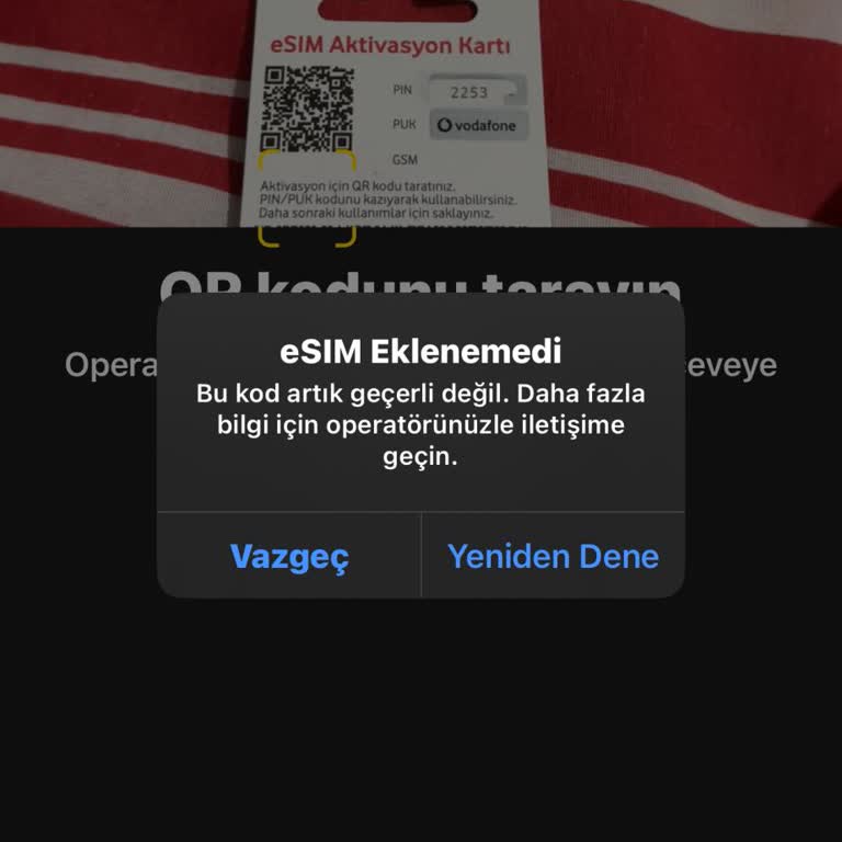 E-sim Aktivasyon Kodu Geçersiz Telefonum Kapalı Kaldı