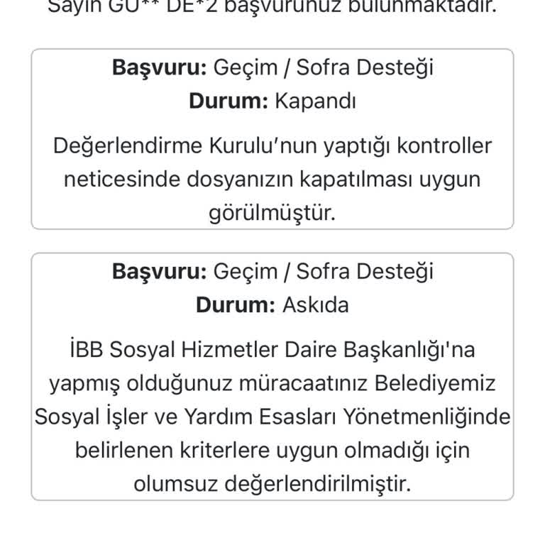 Geçim Sofrası Desteği Haksız Reddi Ve Mağduriyet Yaşıyorum