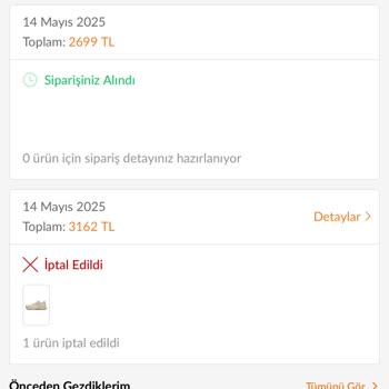 Sipariş Detaylarına Erişilemiyor, Para Çekildi Ve İptal Edilemiyor