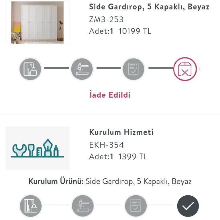 Vivense Gardırop Kurulumu Ve Eksik Parça Sorunu Nedeniyle Yaşanan Mağduriyet