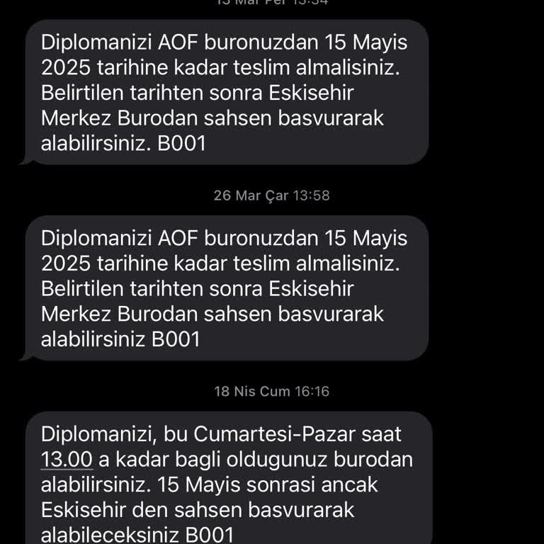 Diploma Tesliminde İletişim Ve Büro Değişikliği Sorunu