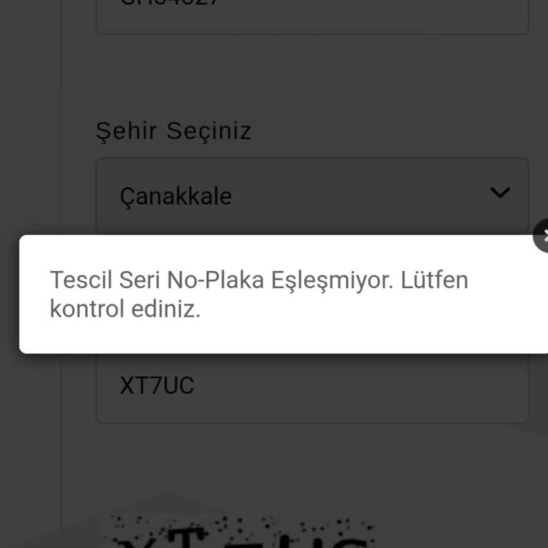 Tüvtürk Randevu Sisteminde Tescil Seri No Ve Plaka Hatası