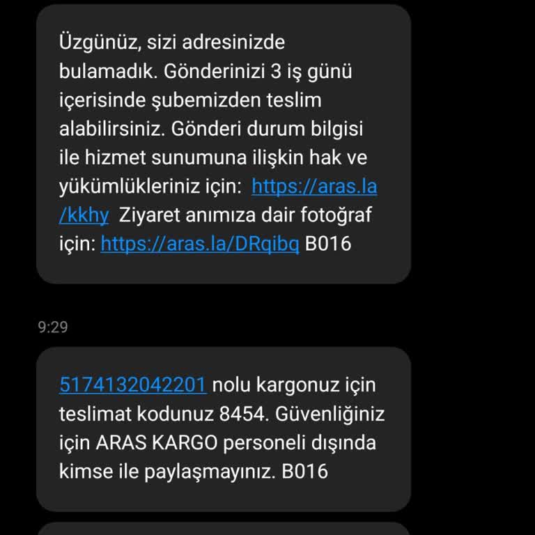 Olmayan Kargo İçin Teslim Edildi Ve Ulaşılamadı Mesajları Alıyorum
