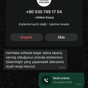 Siparişten Sonra Stokta Yok Denildi İletişim Sağlanamıyor