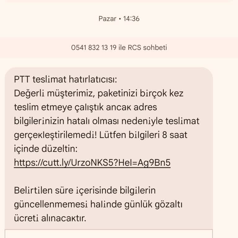 PTT Adına Gelen Şüpheli SMS Ve Grup Mesajları