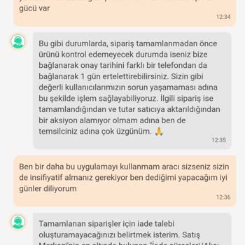 Dolap Uygulamasında Yanlış Beden Gönderildi İade Süresi Geçti Destek Alamadım
