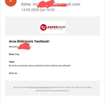 Asperavm Siparişimin Gecikmesi ve Yetersiz İletişimden Şikayetçiyim