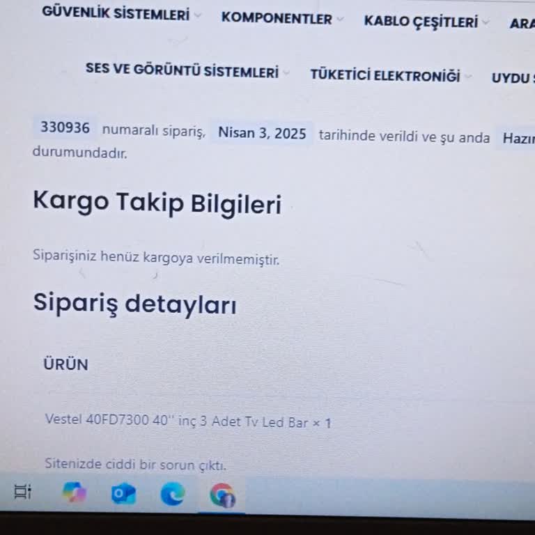 Seyyar Elektronik Siparişim Gönderilmedi