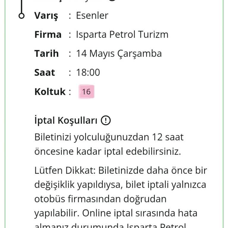 Otobüs Bileti İptali Ve Para İadesi Sorunu